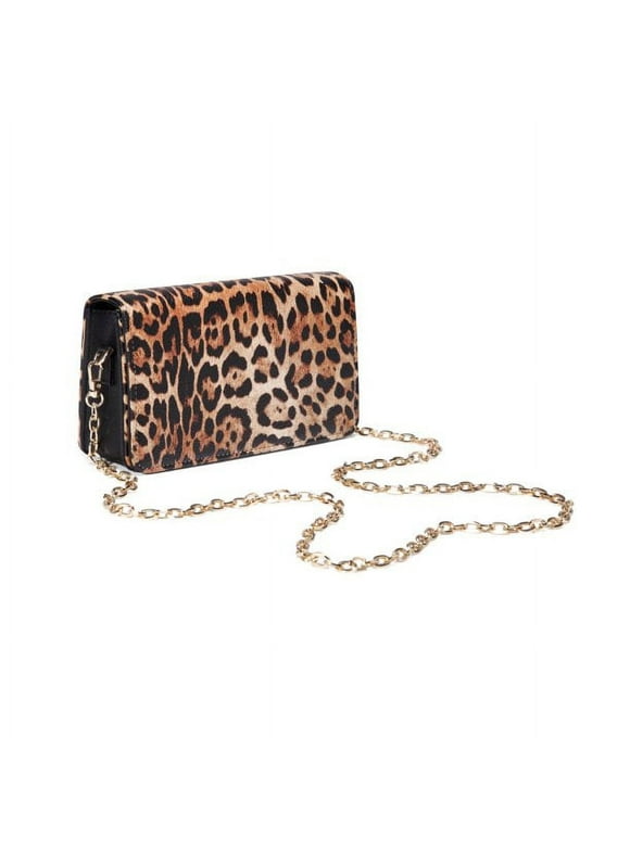 Daisy Rose Cross Body Bag for Women - RFID Blocking with Credit Card Slots Clutch -PU Vegan Leather (Leopard)