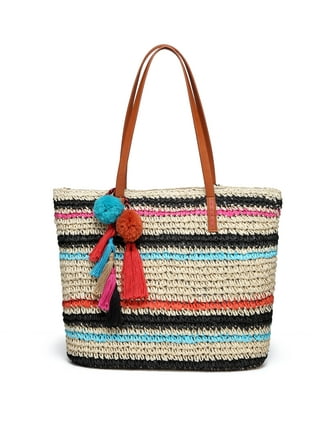 Pom Pom Straw Tote