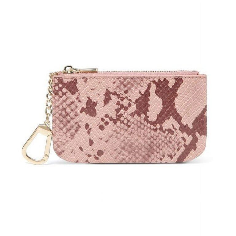 Daisy Rose Keychain Pouch & Coin Purse with Clasp, Luxury PU Vegan Leather - Blush Python