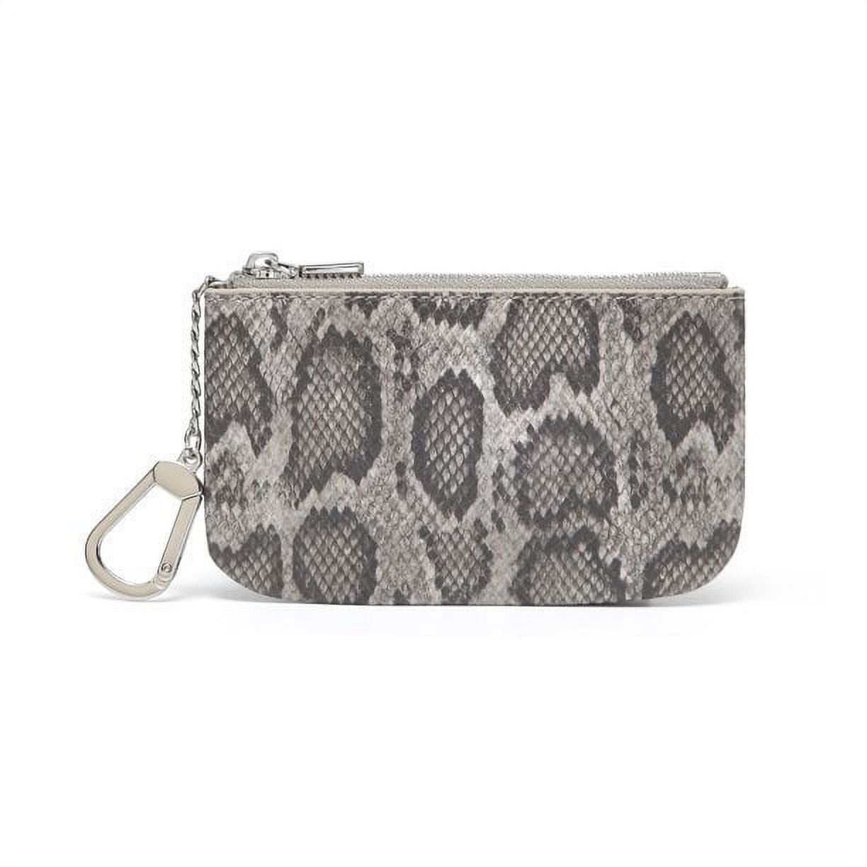 Daisy Rose Luxury Coin Purse Change Wallet Pouch for Women - PU Vegan  Leather Card Holder with Oversized Metal Keychain and Clasp - Grey Snake