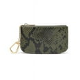 thumbnail image 1 of Daisy Rose Luxury Coin Purse Change Wallet Pouch for Women - PU Vegan Leather Card Holder with Oversized Metal Keychain and Clasp - Olive Python, 1 of 7
