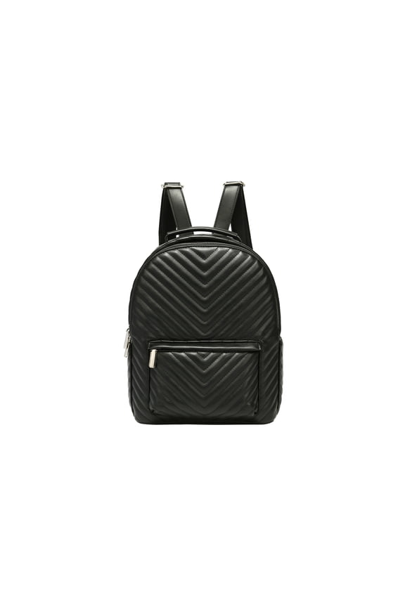 Quilted Backpack Bag - Luxury PU Vegan Leather - Black