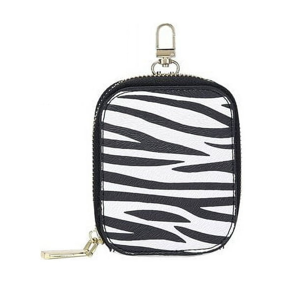 Daisy Rose Rectangle Coin Purse Pouch Change Wallet Holder for Women with clasp - PU Vegan Leather - Zebra