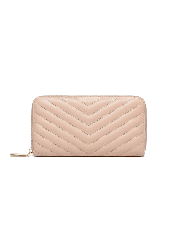 Rfid Blocking Unisex Quilted Casual Continental Wallet, Beige