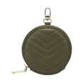 thumbnail image 1 of Daisy Rose Round Coin Purse Pouch Change Wallet Holder for Women with clasp - PU Vegan Leather - Olive, 1 of 9