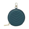 thumbnail image 1 of Daisy Rose Round Coin Purse Pouch Change Wallet Holder for Women with clasp - PU Vegan Leather - Turquoise, 1 of 9