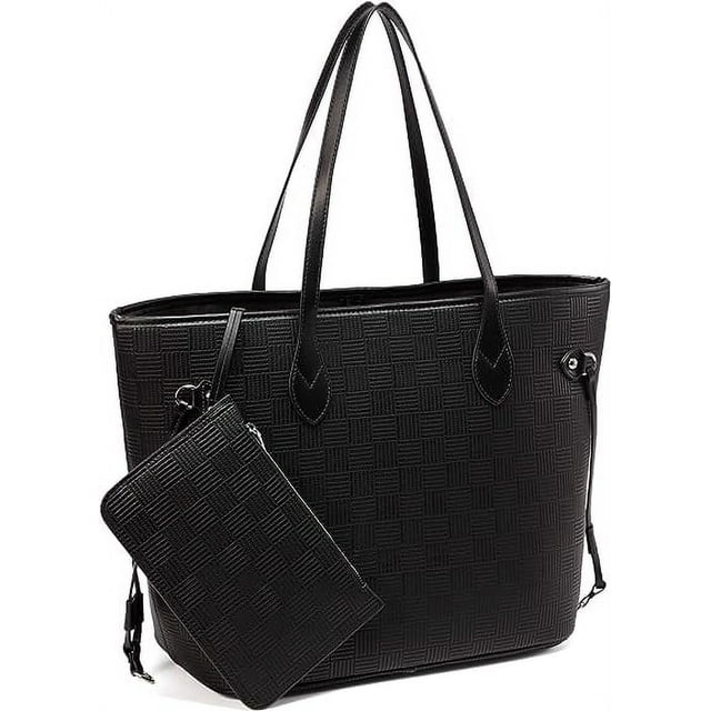 Daisy Rose Tote Shoulder Bag and Matching Clutch for Women PU Vegan