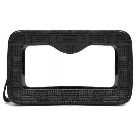 Daisy Rose Waterproof Make Up Bag for Wome with Transparent Window | PU Vegan Leather TSA Approved Cosmetic Toiletry Travel Pouch - Black Check