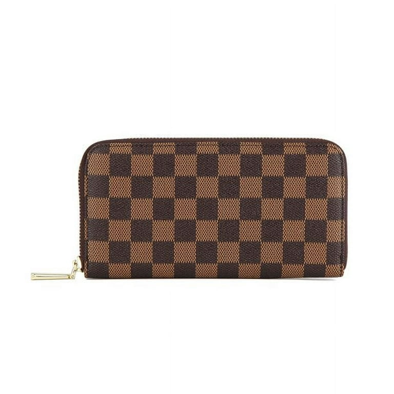 DAISY ROSE - MULTI-CARD WALLET -- BROWN CHECKERED