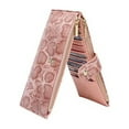thumbnail image 1 of Daisy Rose Women’s Multi Card Wallet PU Vegan Leather Clutch RFID Blocking Organizer Card Holder with Zipper Pockets - Pink Snake, 1 of 7
