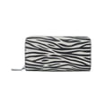 thumbnail image 1 of Daisy Rose Zebra Print Unisex PU Vegan Leather Zip Clutch Wallet, Grey, 1 of 6