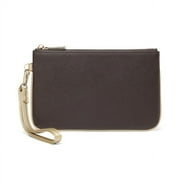 DAISY ROSE Zip Wristlet Wallet and Phone Clutch for Women - RFID Blocking PU Vegan Leather Multi Card Holder Organizer Fits All Smart Phone Sizes (Brown)