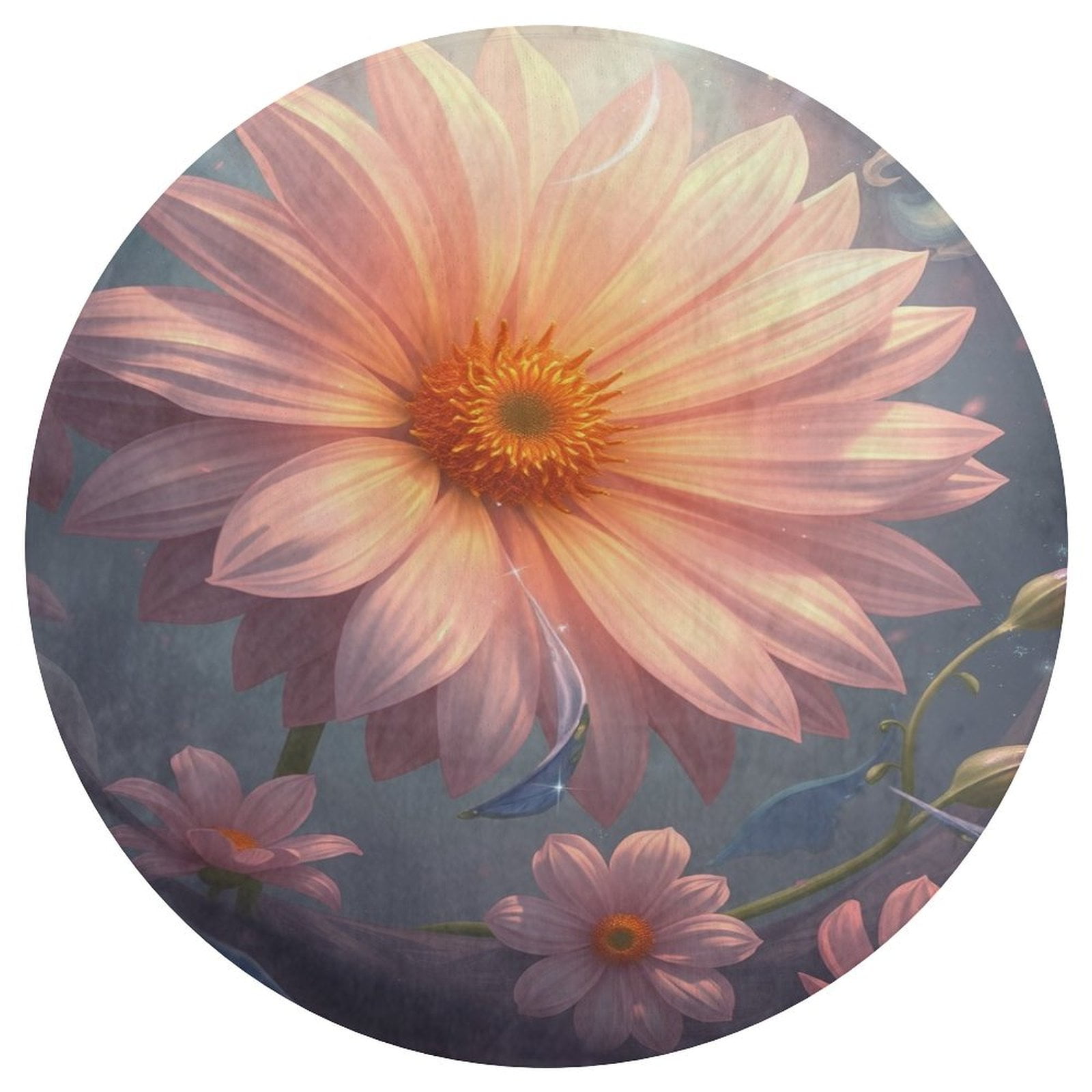 Daisy Round Area Rug Floor Carpets Washable Indoor Floor Area Mat Stain ...