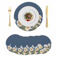 thumbnail image 1 of Daisy Round Placemats Set of 6, Braided Polypropylene Place Mats, Spring Floral Summer Botanical Elegant Navy Blue Washable Table Mats for Kitchen Dinner Holiday Wedding Party Coffee Table Decor 15", 1 of 9