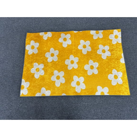 Daisy Rug, Yellow Rug, Modern Rug, Floral Rug, Thin Rug, Wall Hanging Rug, Wedding Rug, Classic Rug, Easy To Clean Rug, Car Mat, Home Decor, 3.3'x6.5' - 100x200 cm