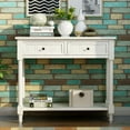thumbnail image 1 of Daisy Series Console Table Traditional Design with Two Drawers and Bottom Shelf (Ivory White), 1 of 6
