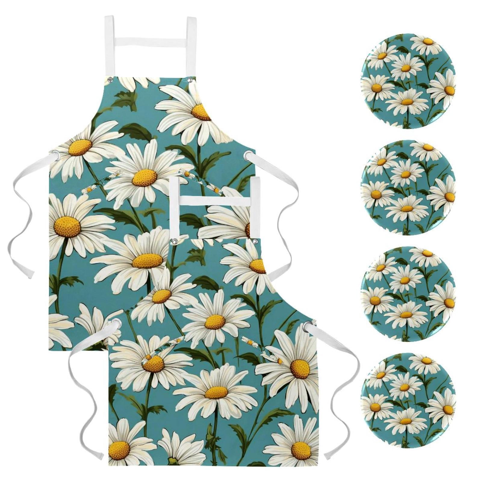 Daisy Server Apron Button Pins 2 Pack, Waterproof with Pockets and ...