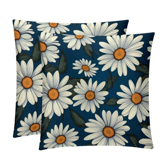 Daisy Set of 2 Velvet Throw Pillow Covers Inserts for Bed Pillow, Decorative Pillows - 16x16 18x18 20x20 Inches with Unique Patterns for Various Occasions