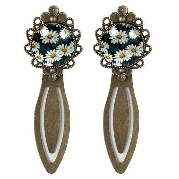 Daisy Set of Two Vintage Copper-Colored Lace Bookmarks - Stainless Steel Book Markers for Book Lovers and Readers
