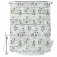 thumbnail image 1 of Daisy Shower Curtain Set - Long 72" x 84" Washable Bathtub Curtain with 12 Hooks, Spring Floral Eucalyptus Leaves Botanical Gray Wood Waterproof Fabric Stall Shower Curtains for Bathroom Décor, 1 of 6