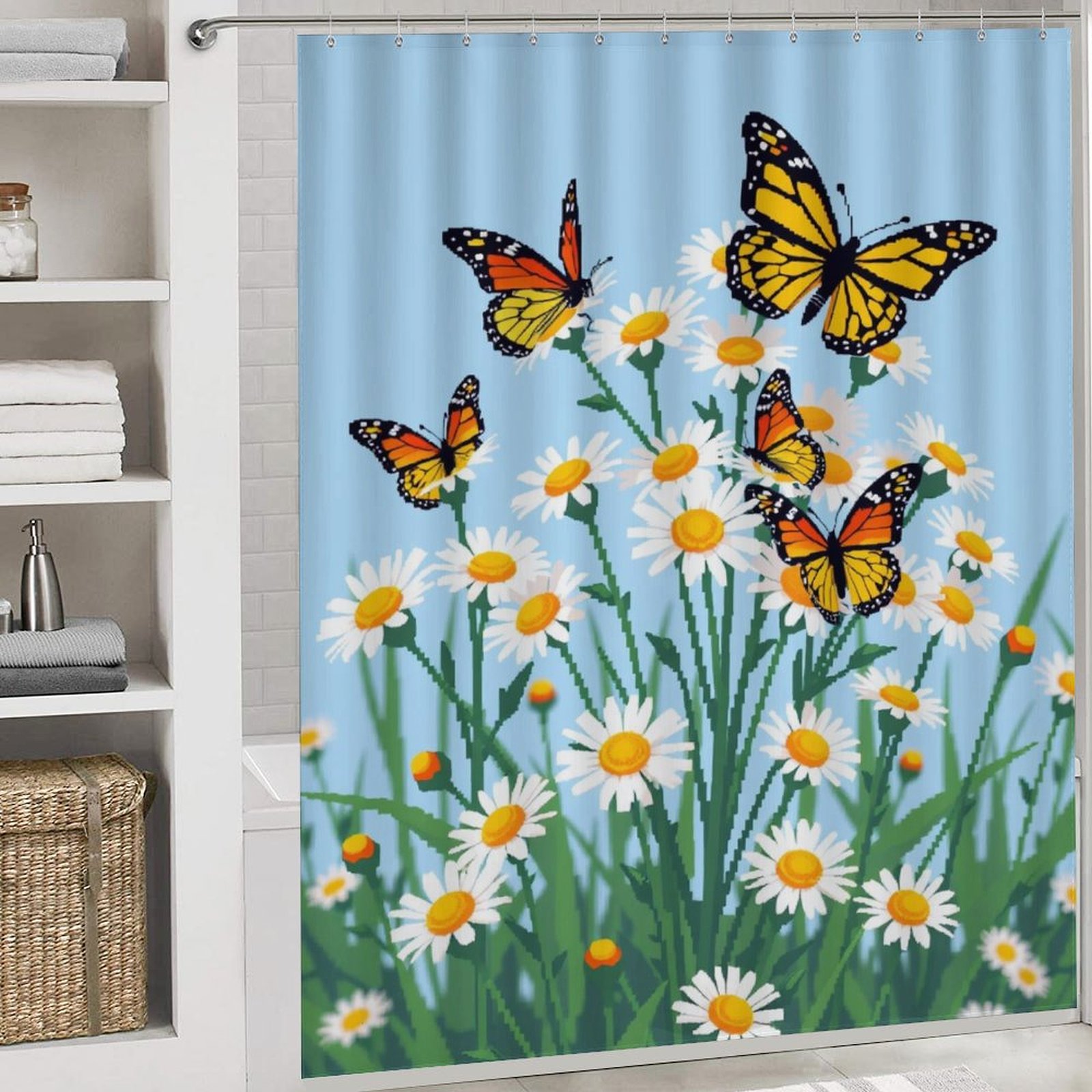 Daisy Shower Curtains Bath Screen Waterproof Products Bathroom Decor