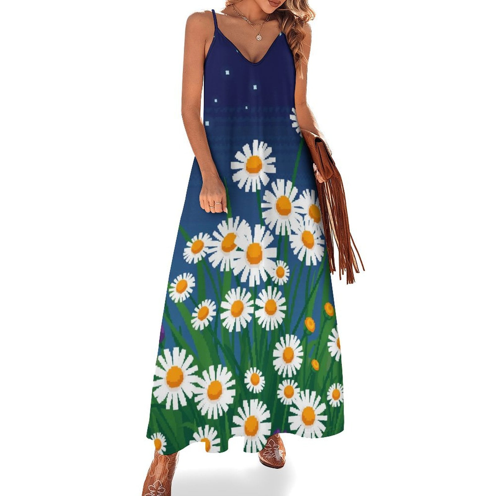 Daisy Sleeveless Dress Woman Fashion Long Dresses Women's Summer Suit — free download