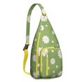 thumbnail image 1 of Daisy Sling Backpack for Women & Men, Waterproof Crossbody Chest Bag & Daypack, Boho Floral Vintage Design, Lightweight Hiking Travel Running Backpack, 1 of 4