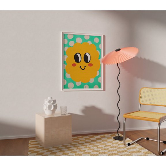 Daisy Smile Acrylic Colorful Geometric Wall Art, Unframed Paper Poster 8x10in