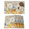 thumbnail image 1 of Daisy Spring Floral Placemats Set of 4, Farmhouse Botanical Bees Elegant Placemats for Dining Table, Place Mats for Kitchen Tabletop, Waterproof Wipeable Dining Table Mats Set, 1 of 9