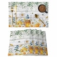 thumbnail image 1 of Daisy Spring Floral Placemats Set of 4, Farmhouse Botanical Green Leaves Wooden Placemats for Dining Table, Place Mats for Kitchen Tabletop, Waterproof Wipeable Dining Table Mats Set, 1 of 9