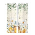 thumbnail image 1 of Daisy Spring Floral Sheer Curtains 84 Inch Length 2 Panels Set for Living Room/Bedroom, Farmhouse Botanical Green Leaves Kitchen Curtains Grommet Semi-Sheer Curtains Window Treatments 42"x84"x2, 1 of 7