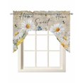 thumbnail image 1 of Daisy Spring Floral Swag Valances for Windows, Small Curtains Drapes, Farmhouse Botanical Bees Elegant Kitchen Window Curtains Over Sink Window Treatment Valance for Bedroom/Bathroom 56"x36", 1 of 5