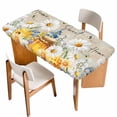 thumbnail image 1 of Daisy Spring Floral Table Cloths for 6 Foot Rectangle Tables, Farmhouse Botanical Bees Elegant Patio Waterproof Elastic Fitted Tablecloths, Washable Rectangular Table Cover for Camping, 1 of 8