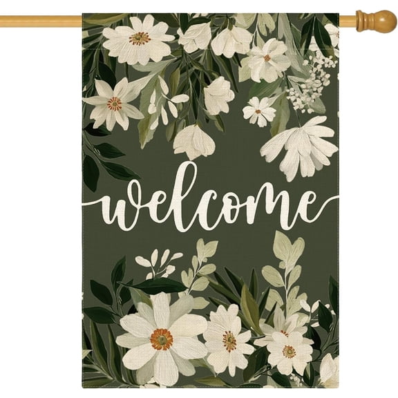 Daisy Spring Flowers House Flag 28x40 Inch Double Sided Outside, Seasonal Floral Welcome Yard Outdoor Flag