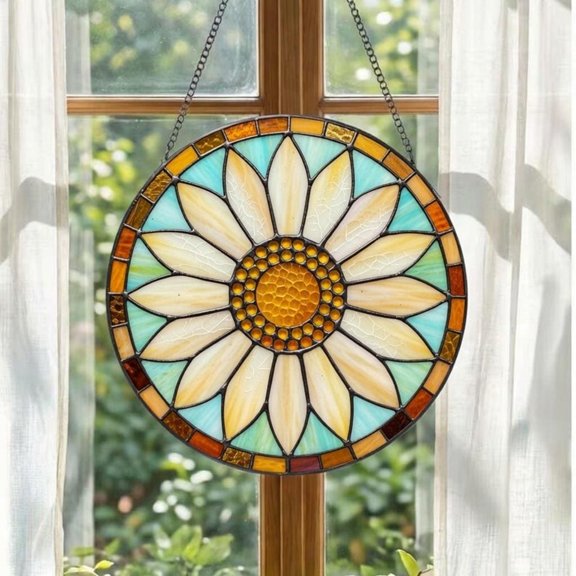 Daisy Stained Glass Suncatcher - Handcrafted Decor | Radiant Flower | Sunshine Bloom Window Hanging | Daisy Lovers Gift | Window Decor