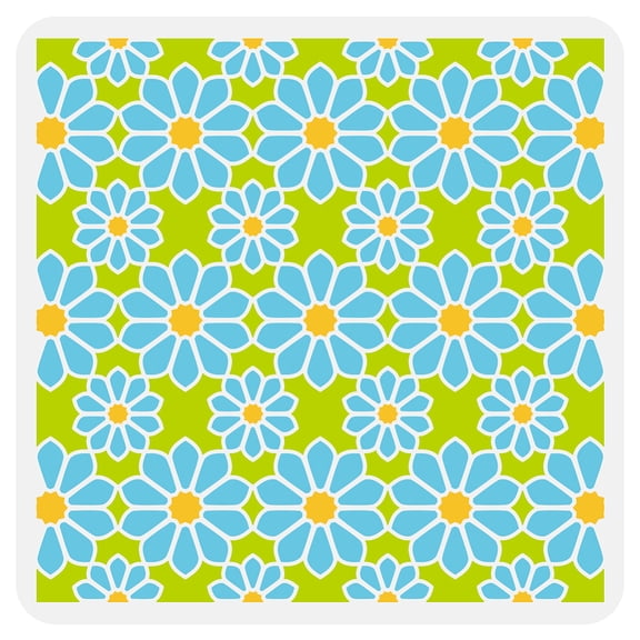 Daisy Stencil 11.8x11.8inch Reusable Daisy Flower Floor Tile Drawing Template Floral Hollow Stencil Daisy Theme Decoration Stencil Painting