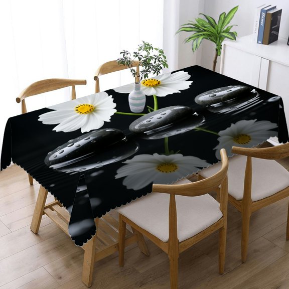 Daisy Stone on Water Rectangular Tablecloth, Festive Table Setting -  Holiday-Themed Design Tablecloths rectangle , Cafe, dinner, picnic