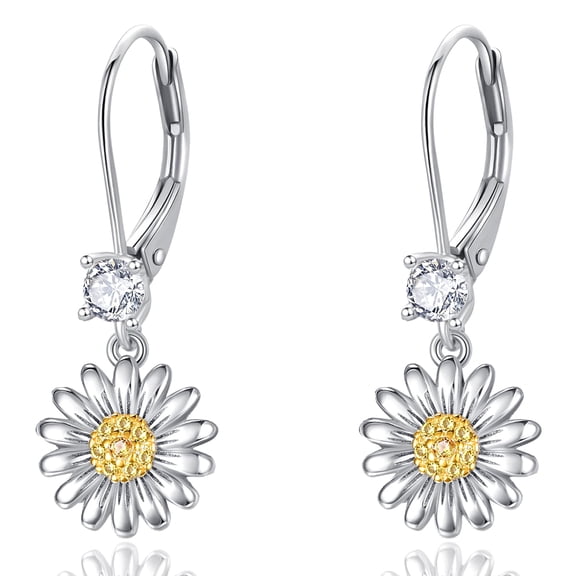 TANGPOET Daisy Stud Earrings for Women 925 Sterling Silver Hypoallergenic Flower