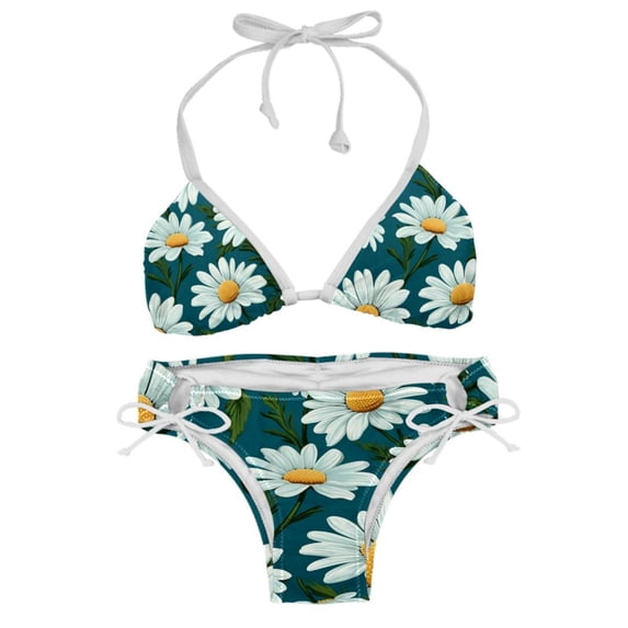 Daisy Stylish Bikini Set with Detachable Sponge & Adjustable Strap 2-Pack - Beach Ready!