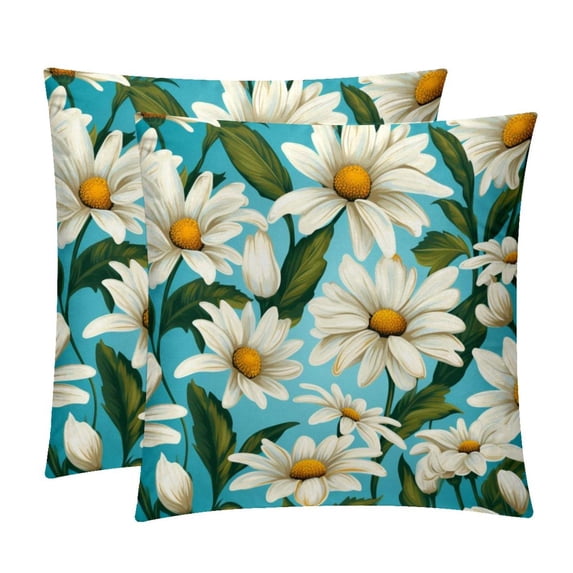 Daisy Sumptuous Velvet Throw Pillow Covers Set of 2, Decorative Bed Pillow Cases with Unique Patterns for Home Decor, Sizes 16x16, 18x18, 20x20 Inches