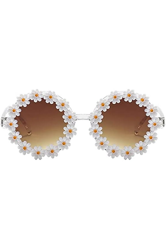 Daisy Sunglasses for Women Flower Round Fashion Rave Party Disco Fun Festival Retro Sunglasses Girls Gift