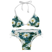 Daisy Swimwear Bikini Set with Detachable Sponge & Adjustable Strap, Two-Pack for Beach & Pool Parties