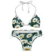 Daisy Swimwear Bikini Set with Detachable Sponge & Adjustable Strap, Two-Pack for Beach & Pool Parties