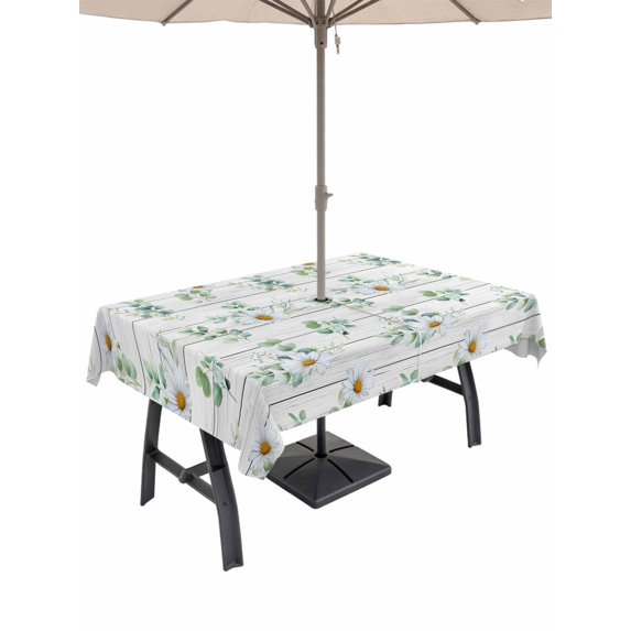 Daisy Table Cloth Rectangle Outdoor Tablecloth, Spring Floral ...