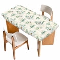 thumbnail image 1 of Daisy Table Cloths for 3 Foot Rectangle Tables, Spring Floral Eucalyptus Leaves Botanical Beige Patio Waterproof Elastic Fitted Tablecloths, Washable Rectangular Table Cover for Camping, 1 of 8