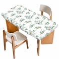 thumbnail image 1 of Daisy Table Cloths for 6 Foot Rectangle Tables, Spring Eucalyptus Leaves Flowers Botanical Country Patio Waterproof Elastic Fitted Tablecloths, Washable Rectangular Table Cover for Camping, 1 of 8