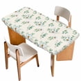 thumbnail image 1 of Daisy Table Cloths for 6 Foot Rectangle Tables, Spring Flowers Eucalyptus Leaves Botanical Beige Patio Waterproof Elastic Fitted Tablecloths, Washable Rectangular Table Cover for Camping, 1 of 8