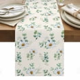 thumbnail image 1 of Daisy Table Runner - 120 Inch Long, Kitchen Dining Table Runner Dresser Scarves, Spring Flowers Eucalyptus Leaves Botanical Beige Farmhouse Decor for Coffee Tables Wedding Party Banquet, 1 of 8