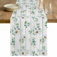 thumbnail image 1 of Daisy Table Runner - 36 Inch Long Spring Floral Eucalyptus Leaves Botanical Gray Wood Cotton and Linen Blended Dress Scarves Farmhouse Table Runner for Kitchen Dining, Coffee Table, 13" x 36", 1 of 8
