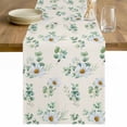 thumbnail image 1 of Daisy Table Runner 36 Inches Long Farmhouse Dress Scarves, Spring Flowers Eucalyptus Leaves Botanical Beige Dining Tablerunner for Coffee Table/Kitchen Island/Party Décor, Small 13" x 36", 1 of 8